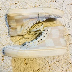 Vans (10) Light Pink White Checker High Tops Sneakers Skate Shoes Women's
